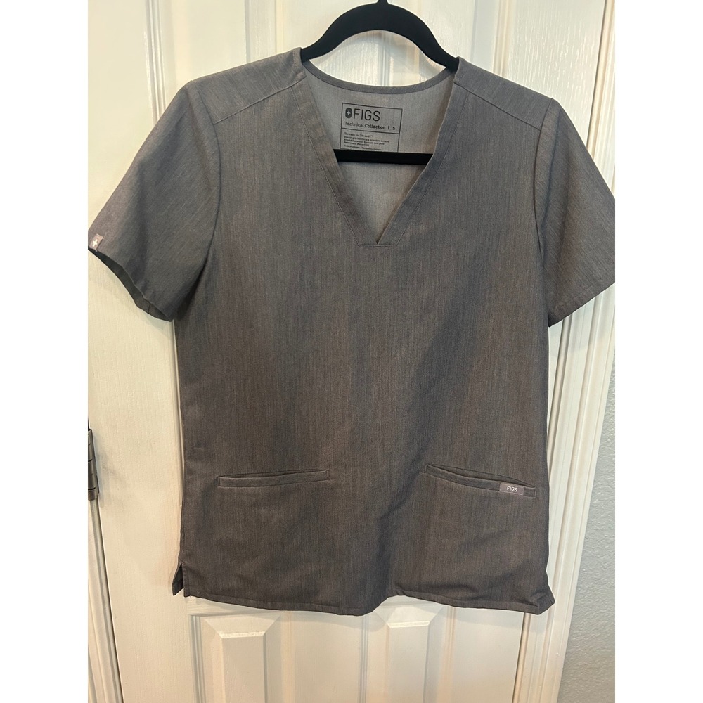 FIGS Scrub Top Gray Casma V-Neck Technical Collection FW1100 Heathered S